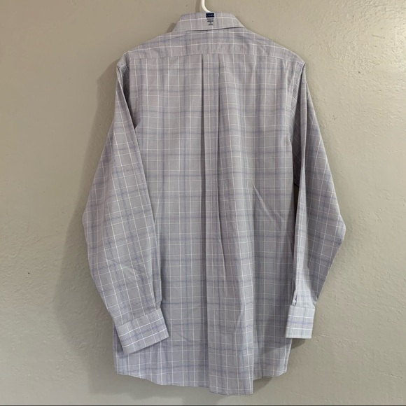 NWT Men’s CHAPS Blue & Gray Pattern Longsleeve Button Down Dress Shirt - Picture 8 of 9